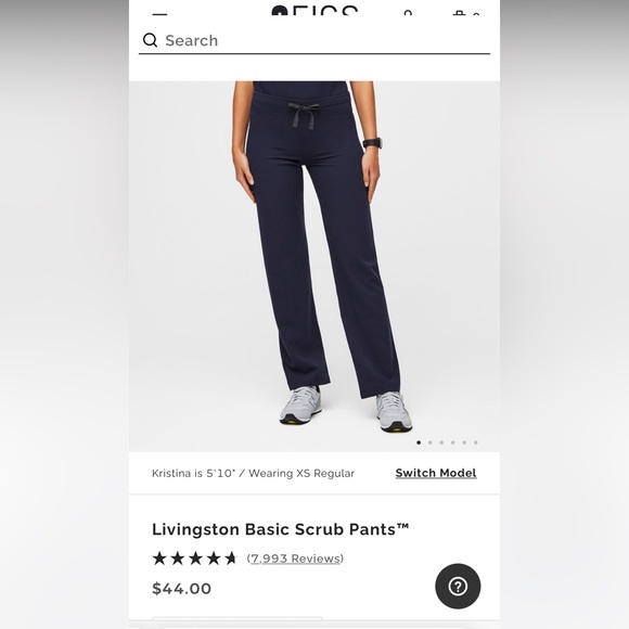 Figs Livingston scrub pants, size large, navy blue. Gently used - Picture 1 of 4